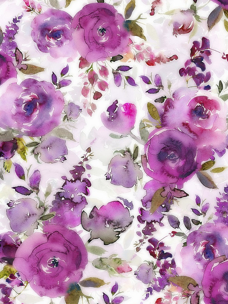 Lush Purple Watercolor Roses