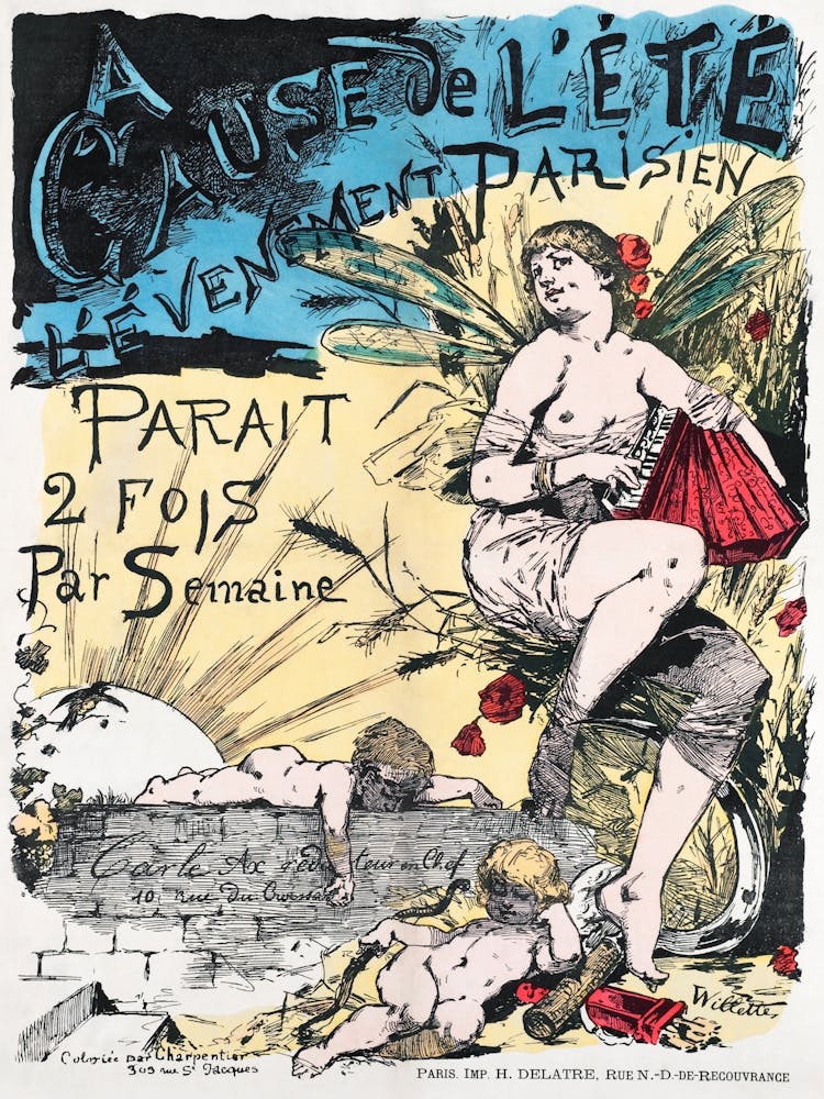 Adolphe Willette S A Cause De L Été, L Evénement Parisien Paraît 2 Fois Par Semaine (1881) Famous Poster