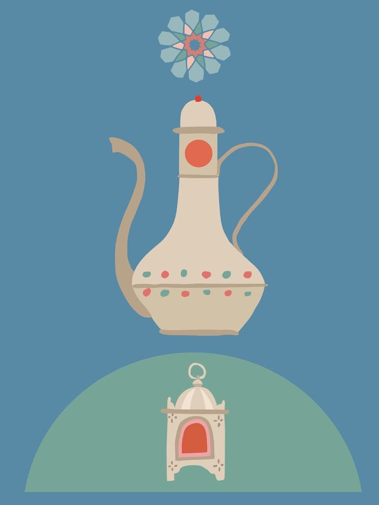 Arabic Teapot Blue Kitchen Print