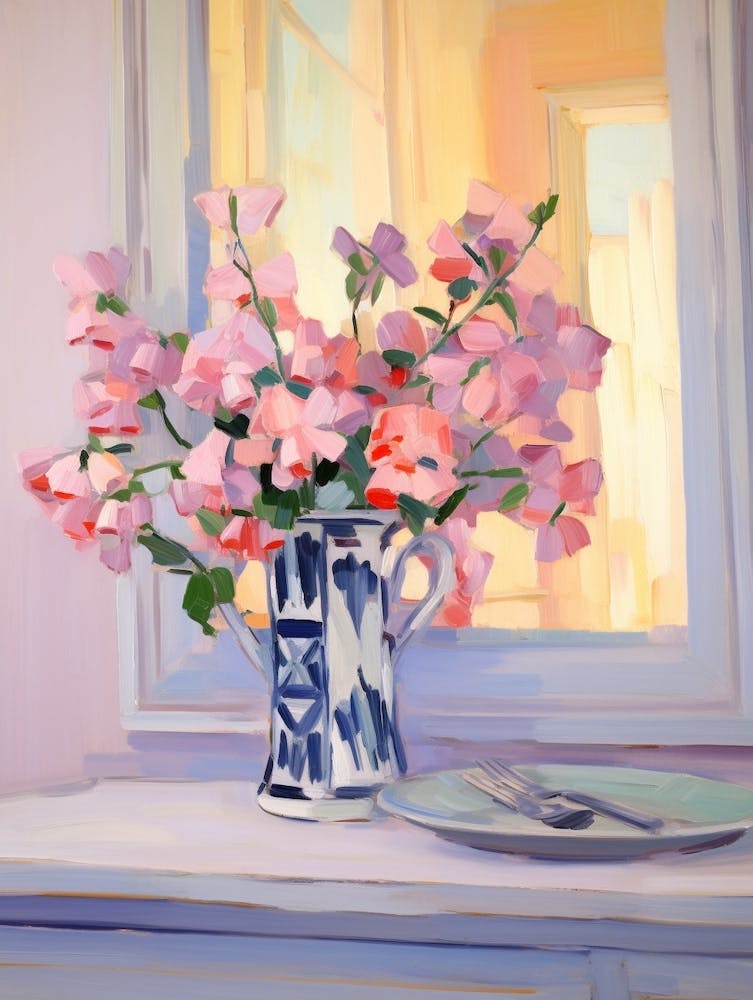A Vase With Sweet Pea, Flower Bouquet 2