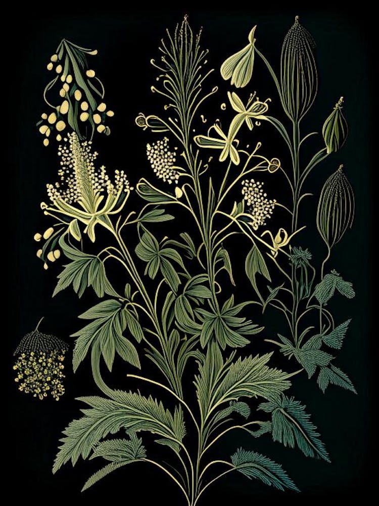 Silberkerze Wildblume Vintage Botanisch 1