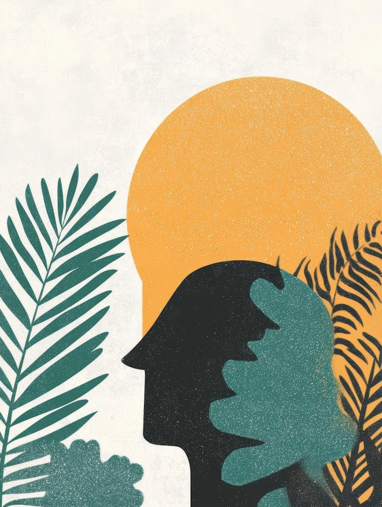 Silhouette Of A Man With Leaves