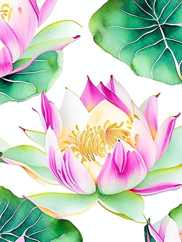 Lotus Flower Pattern Watercolour 4