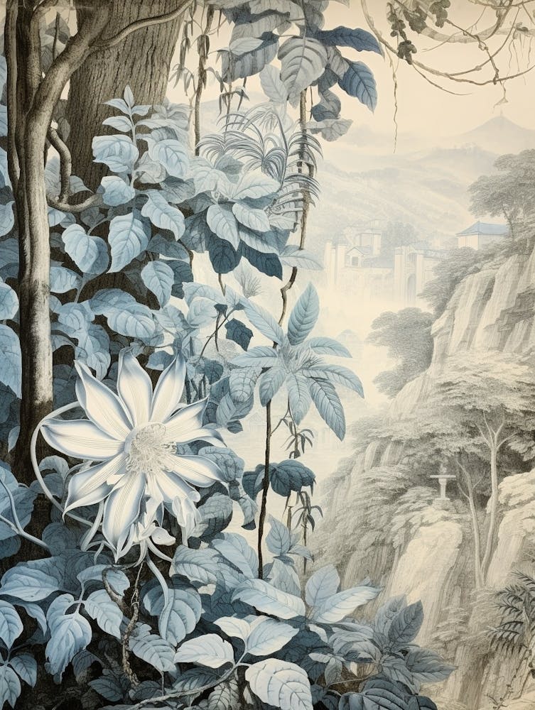 Vintage Jungle Botanical Illustration Passion Flower 2