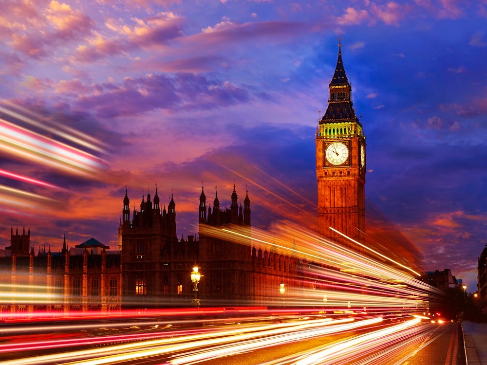 Neonstadt: Big Ben clock tower, London, England (synthwave/vaporwave/retrowave/cyberpunk) — ästhetisches Plakat