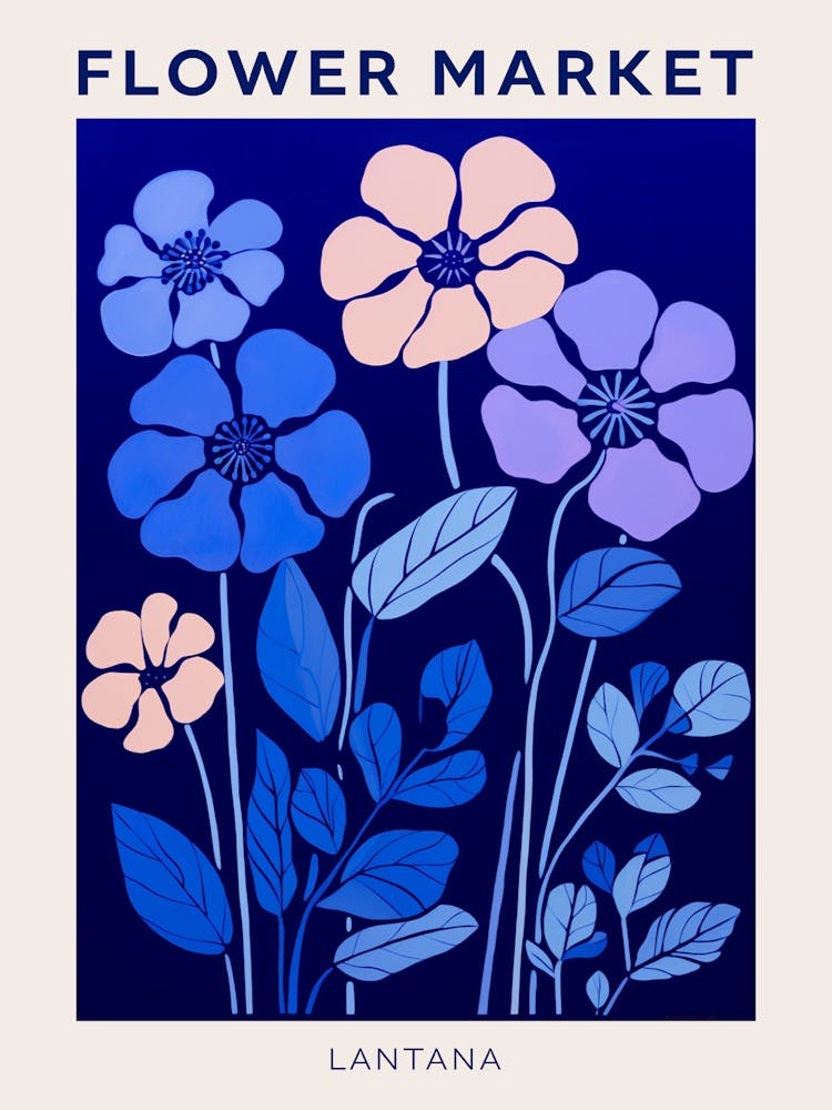 Blue Flower Market Poster Lantana 1