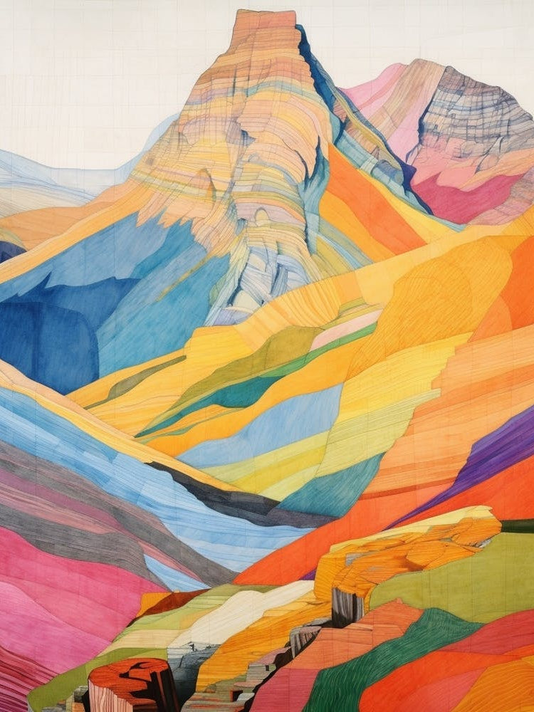 Carneddau Wales 1 Colourful Mountain Illustration