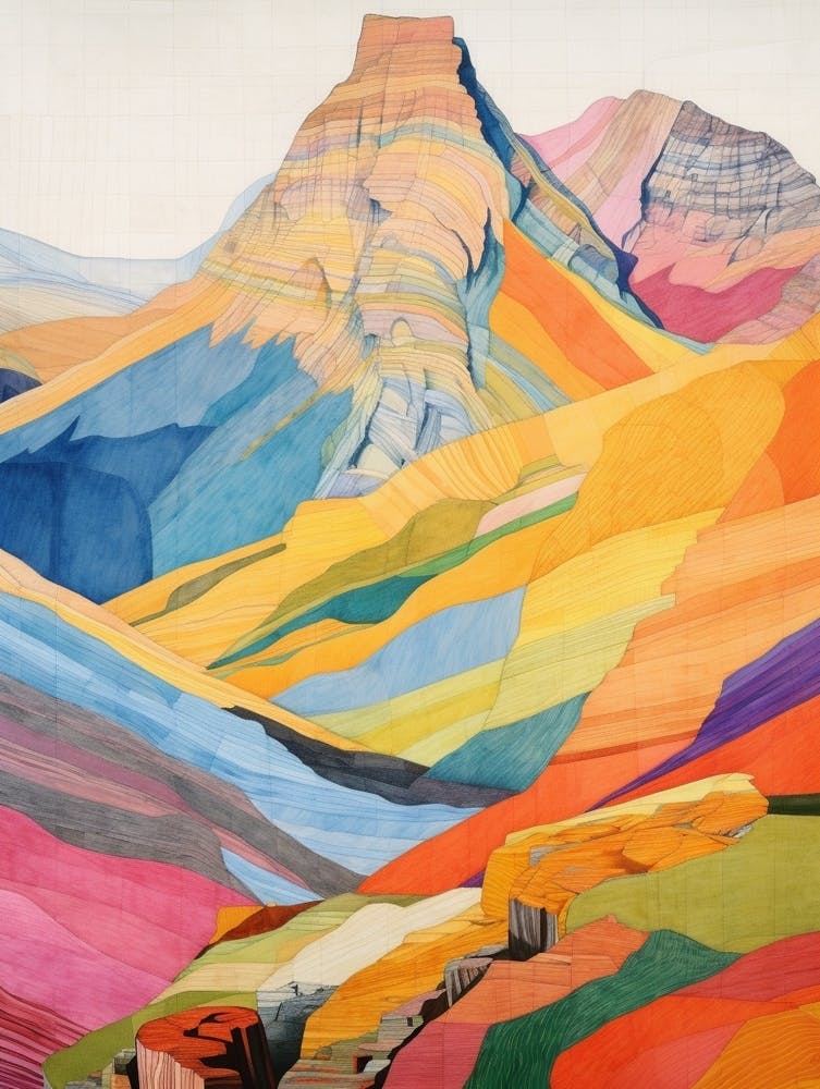 Carneddau Wales 1 Colourful Mountain Illustration