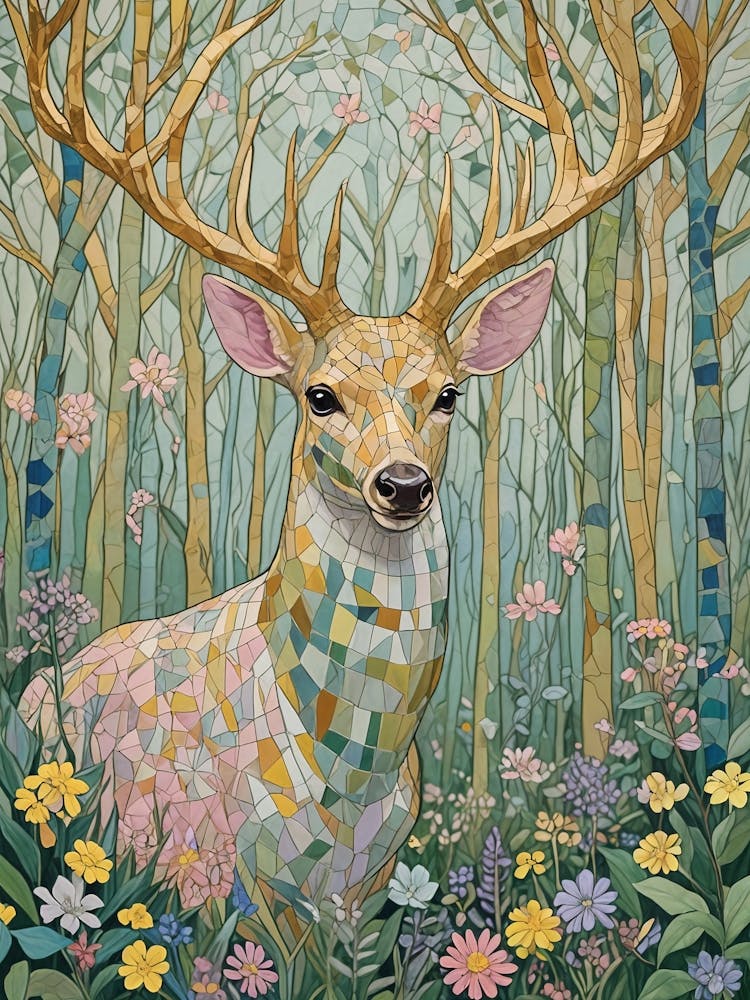 Mosaic Floral Deer no2