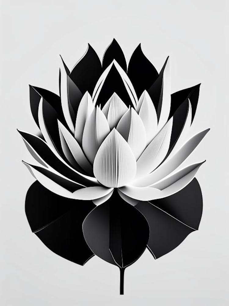 Giant Lotus Black And White Geometric 1