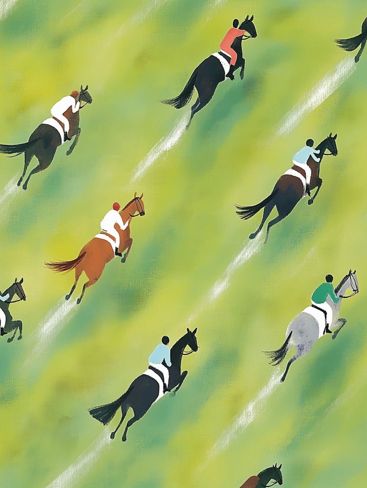 Galopp Rennbahn, Mit Pferden und Reiter, Malerei