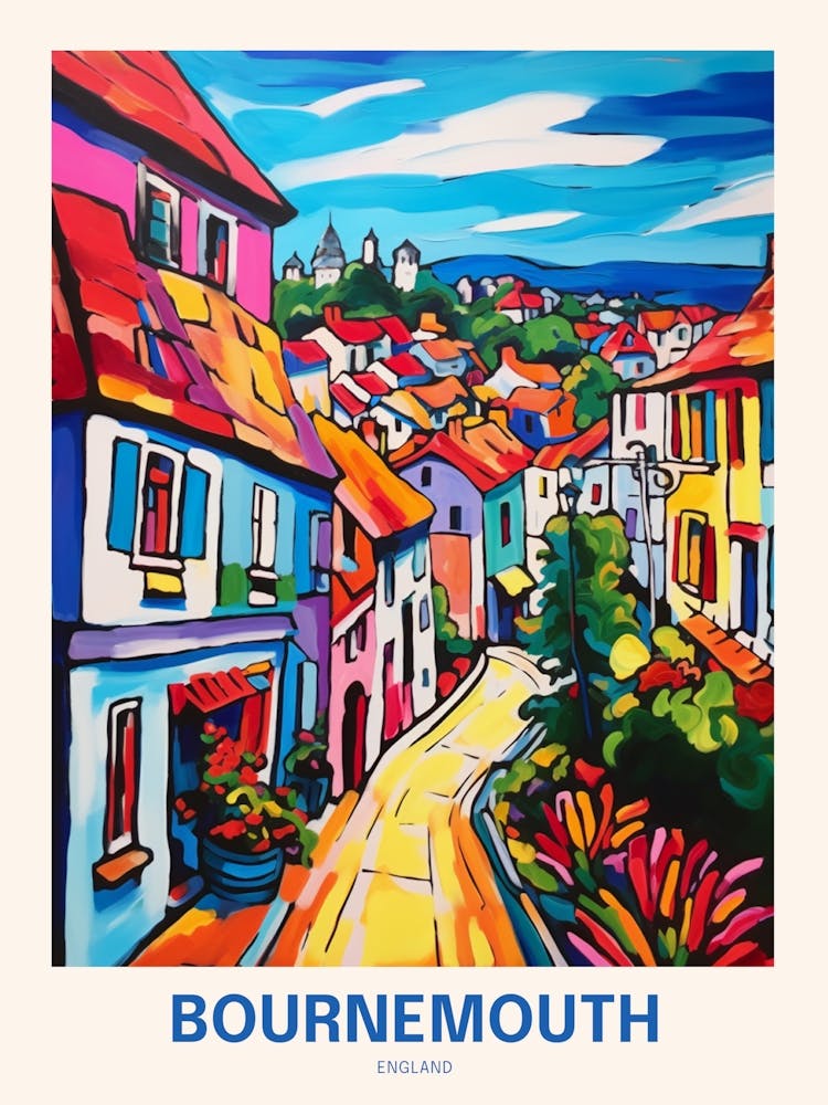 Bournemouth England 6 Uk Travel Poster