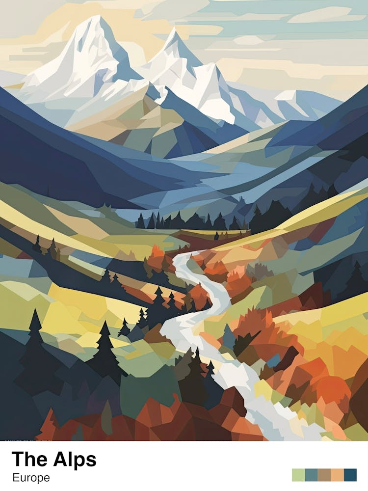 The Alps   Geometric Vector Illustration 0 Poster