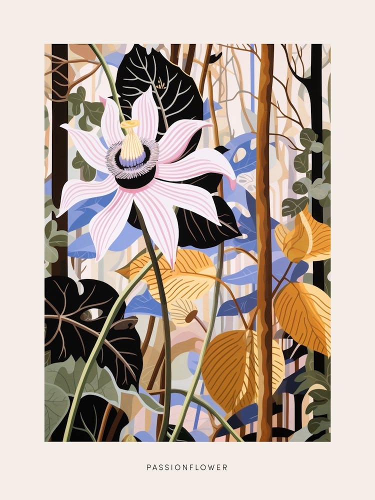 Flower Illustration Passionflower 4 Poster