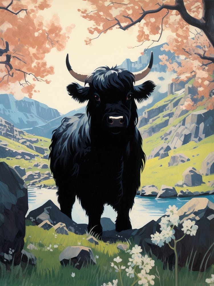 Black Bull In The Highlands By The River