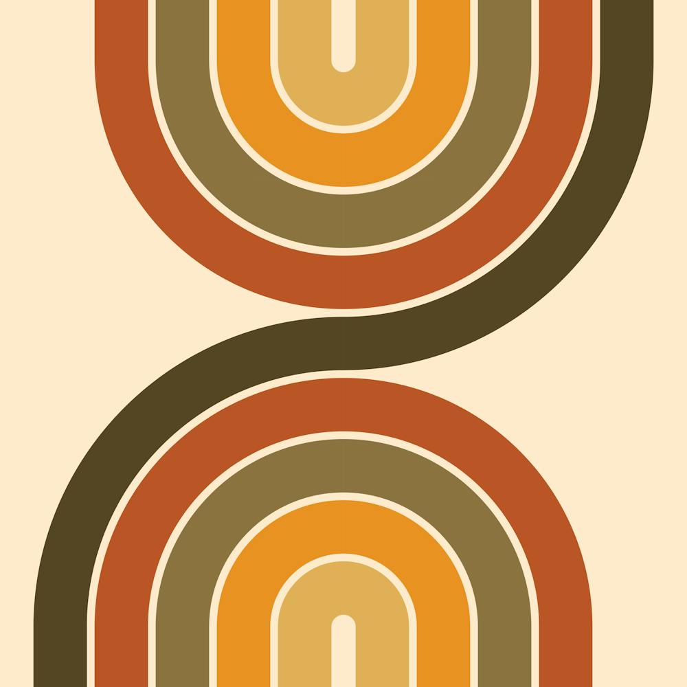 Midcentury Modern Retro Vintage Arch Abstract Sage Earthy Brown 02