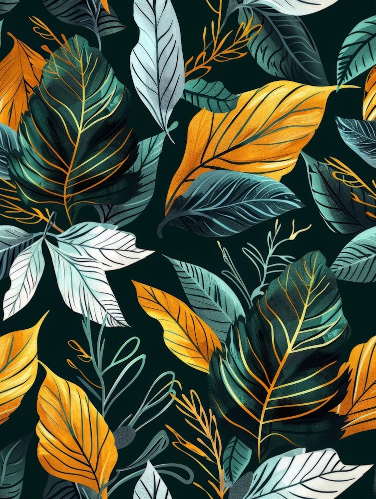 Seamless Pattern With Leaves 3