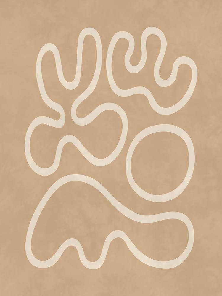 Minimal Abstract Line Art Beige