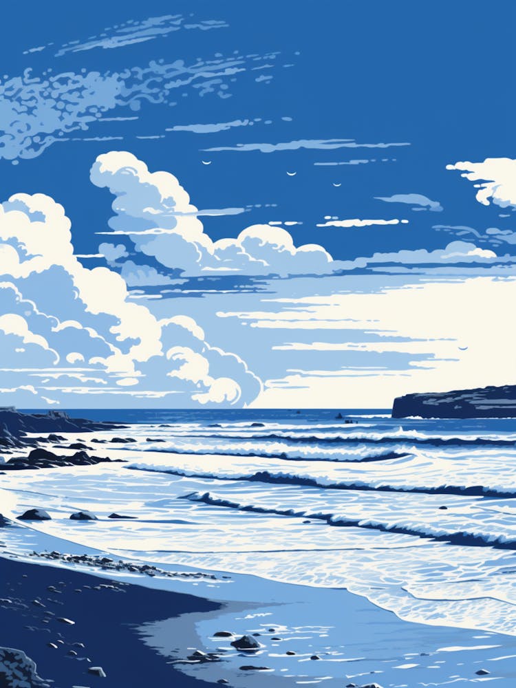 A Screen Print Of Gwithian Beach Cornwall 1