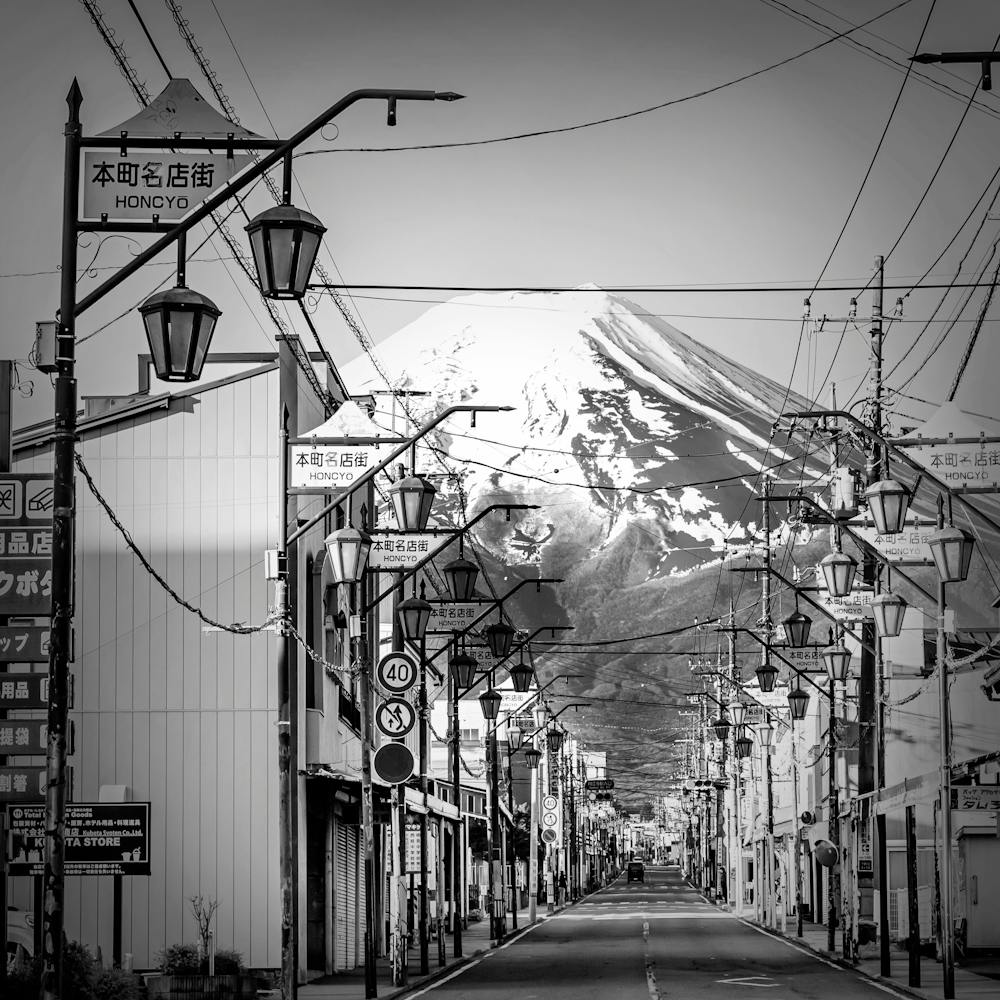 Shimoyoshida Honcho Street With Mount Fuji Japan