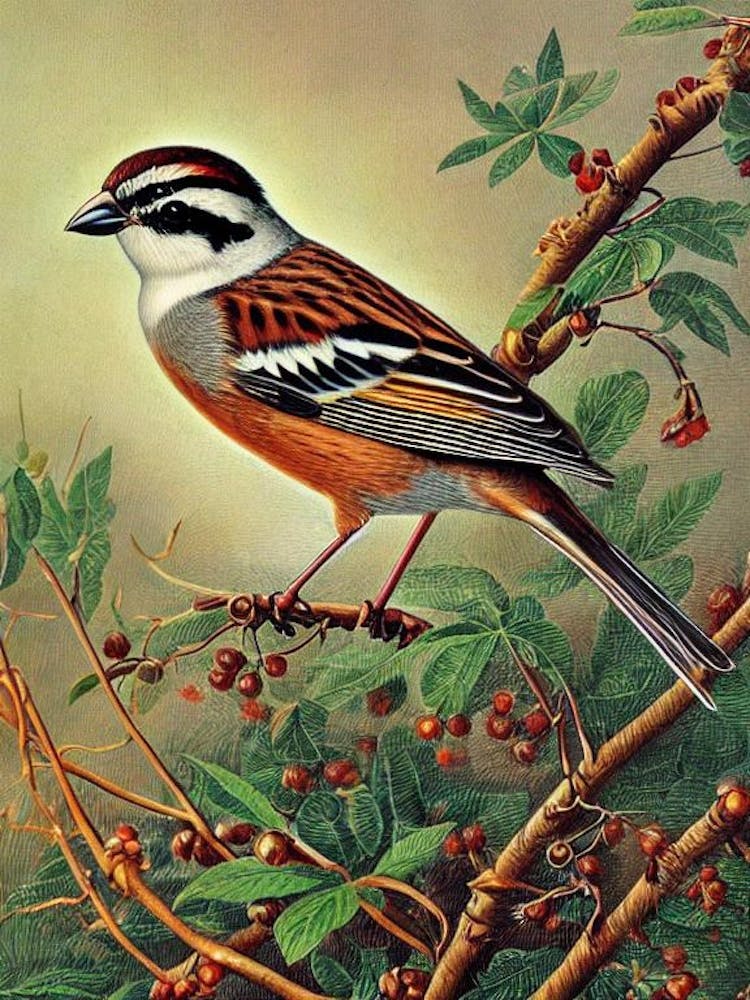 Sparrow Haeckel Style Vintage Illustration Bird