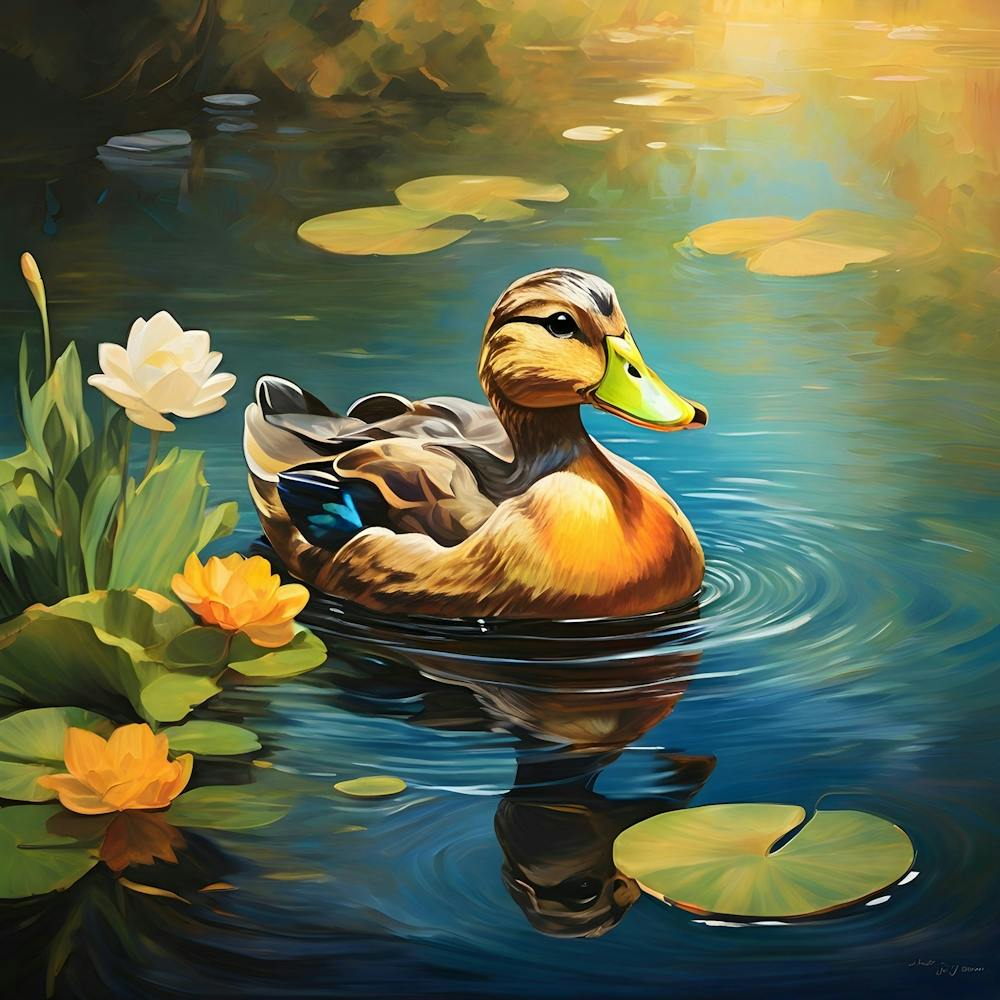 Duck In Pond