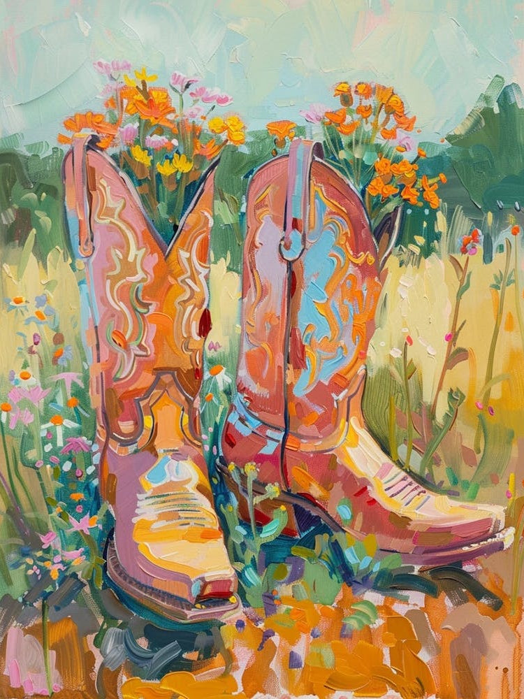 Cowboy Boots And Wildflowers Prairie Clovers