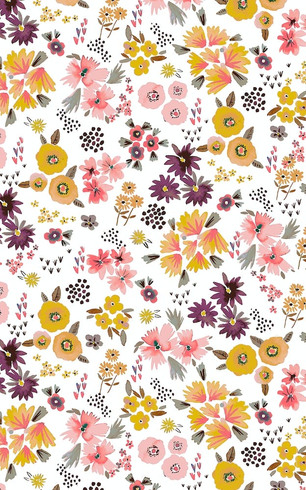 Petites Fleurs Moutarde Corail