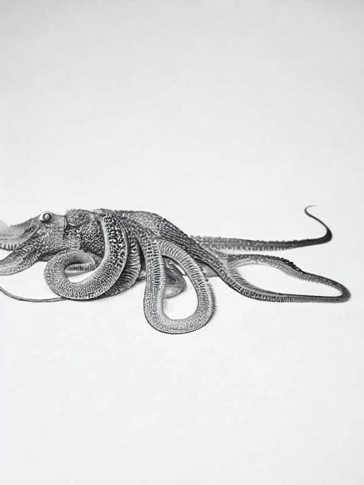 Pacific Octopus Black & White Drawing