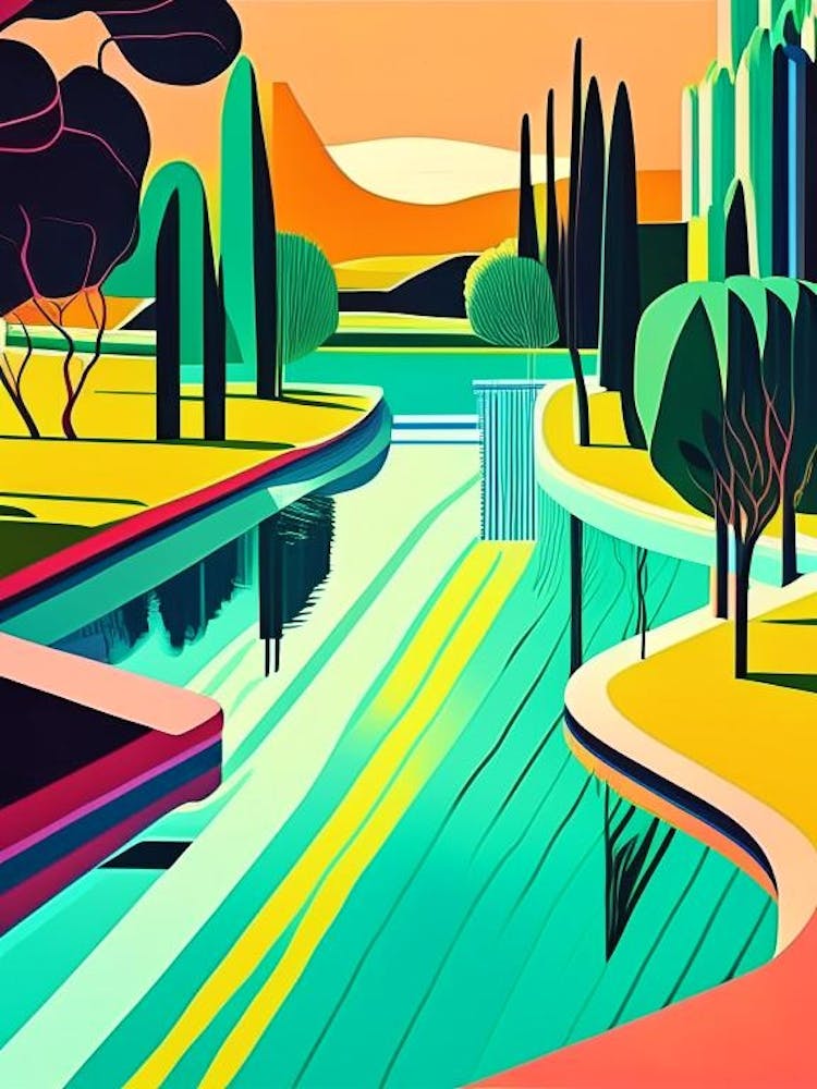 Lanes In Swimming Pool Landscapes Waterscape Midcentury 1