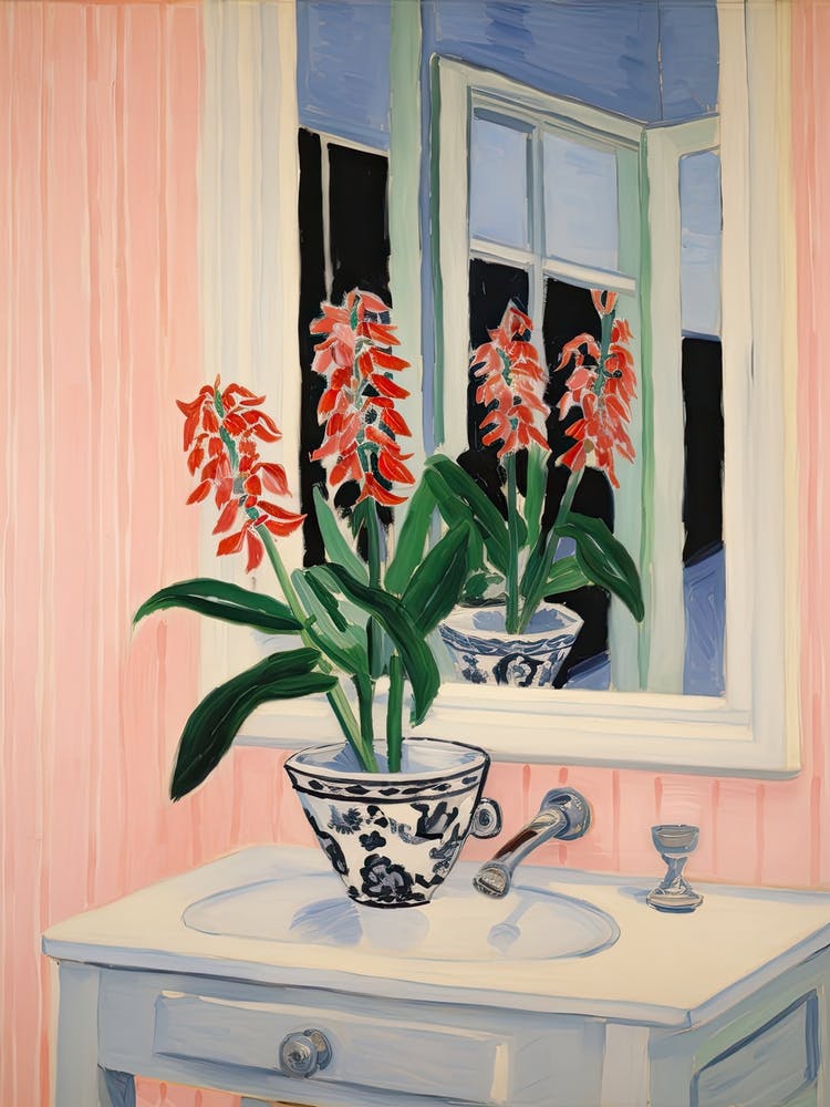 Bathroom Vanity Painting With A Foxglove Bouquet 4