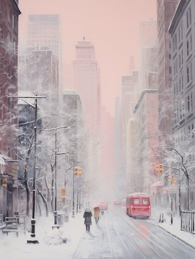 Dreamy Winter Painting New York City Usa 5