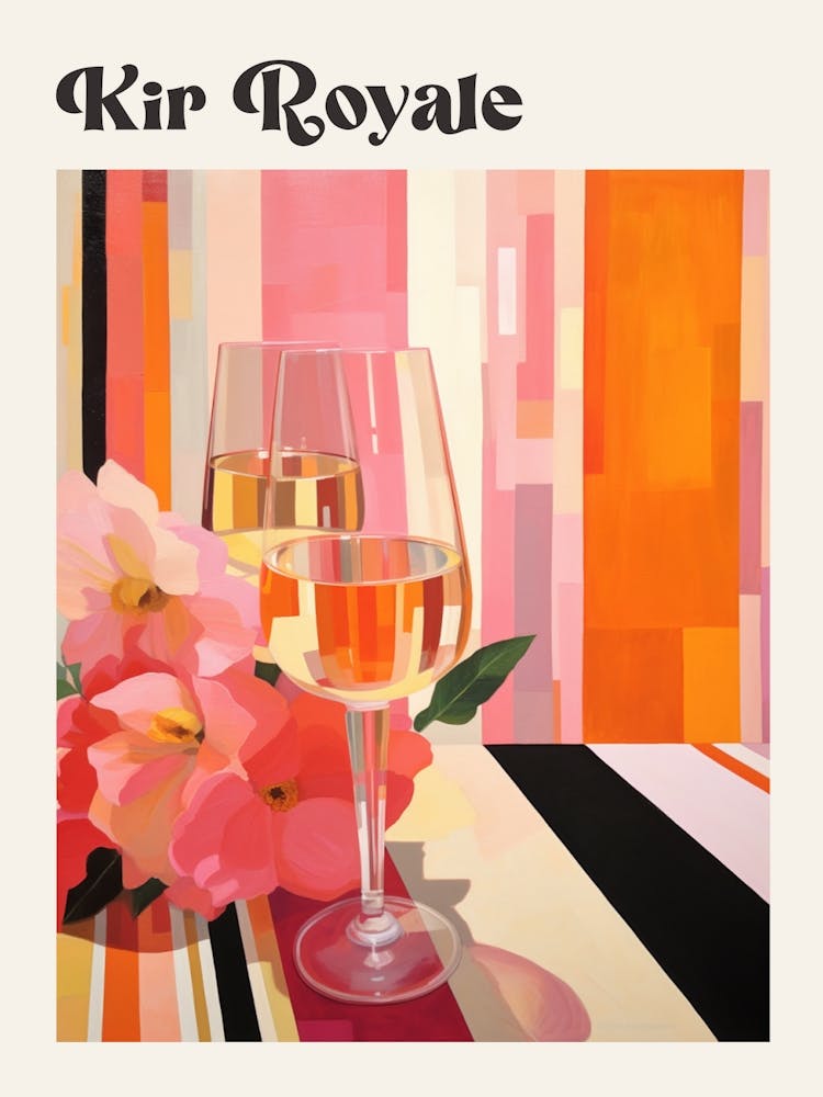 Kir Royale Retro Cocktail Poster