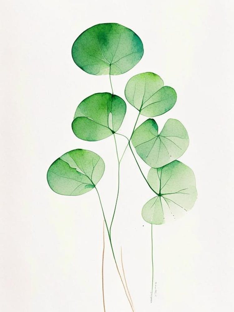 Wood Sorrel Leaf Minimalist Watercolour 1