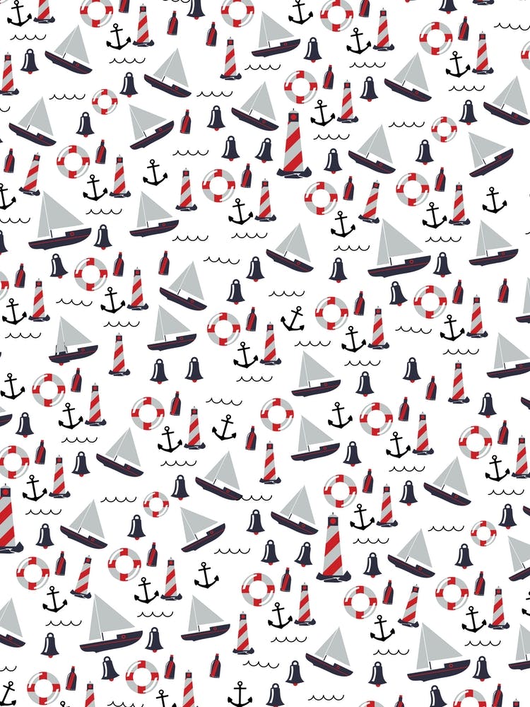 Sailboats, lighthouses and boats vintage Nautical pattern
