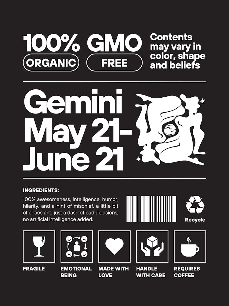 Gemini Wall Art | Gemini Nurtriton Facts Wall Art |Green Zodiac Decor | Dorm, Office, Living Room, Bedroom, Apartment Wall Art | Trendy Preppy Colorful Maximalists | 1