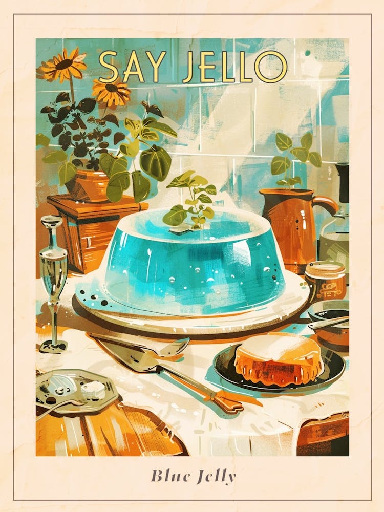 Blue Jelly Vintage Cookbook Illustration 1 Poster