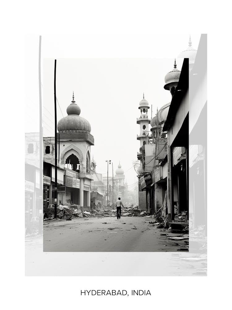 Poster Of Hyderabad, India, Black And White Old Photo 4