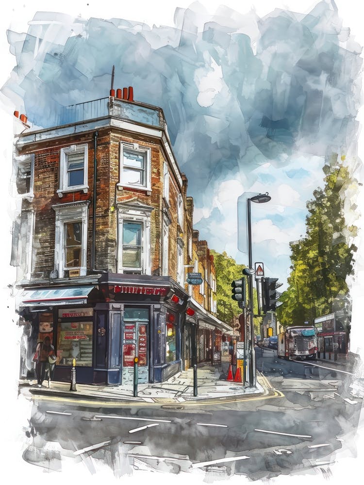 Newham London Borough   Street Watercolour 4