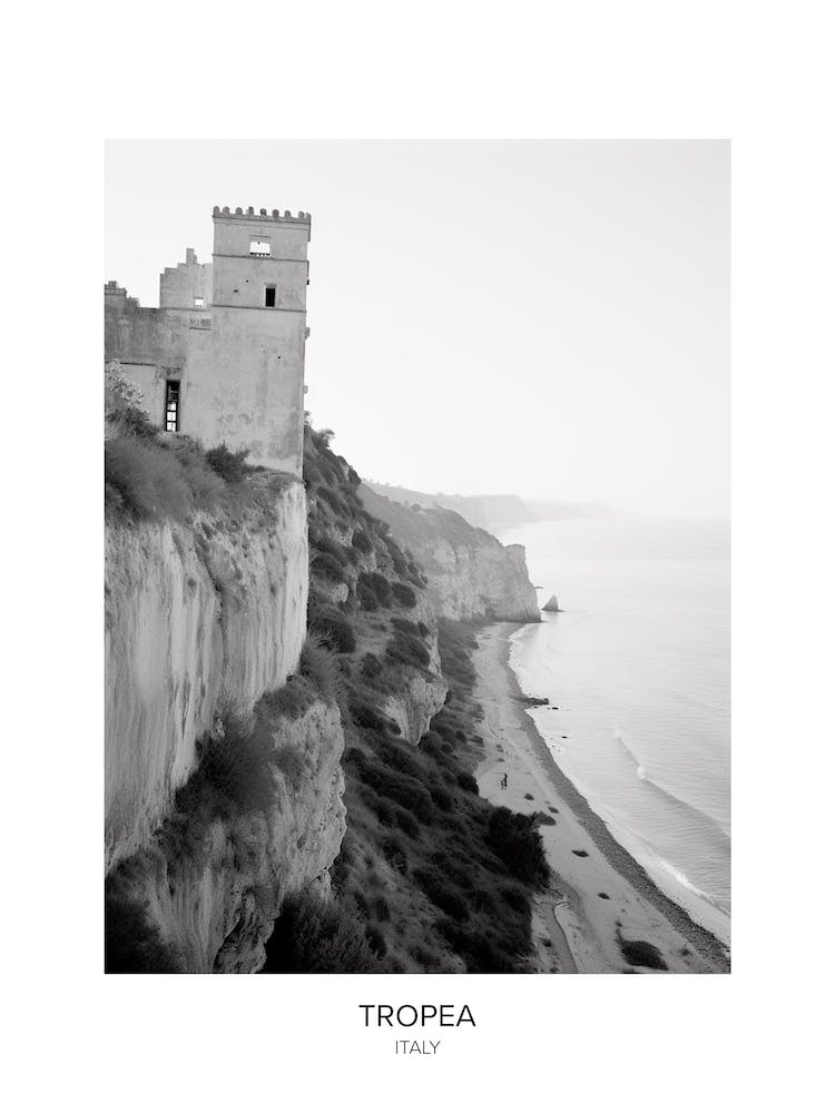 Poster Of Tropea, Italy, Black And White Photo 4