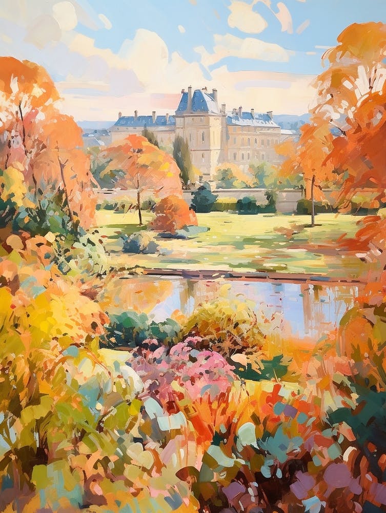 Autumn Gardens Painting Versailles Gardens France 5