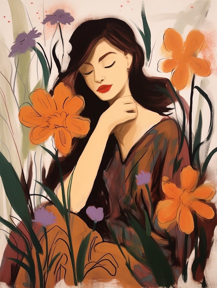 Woman With Autumnal Flowers Bluebell 2