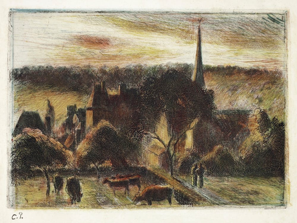 Church And Farm At Éragny, Camille Pissarro