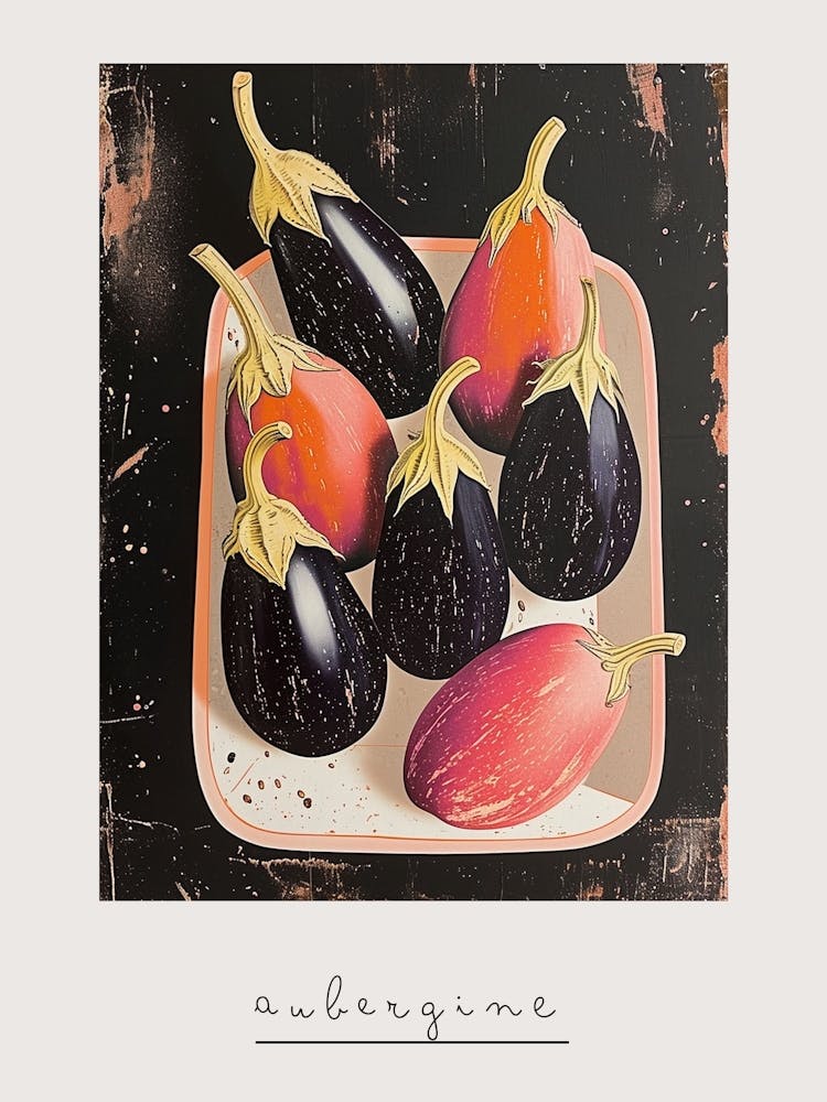 Art Deco Auberginen In Einem Backblech Poster
