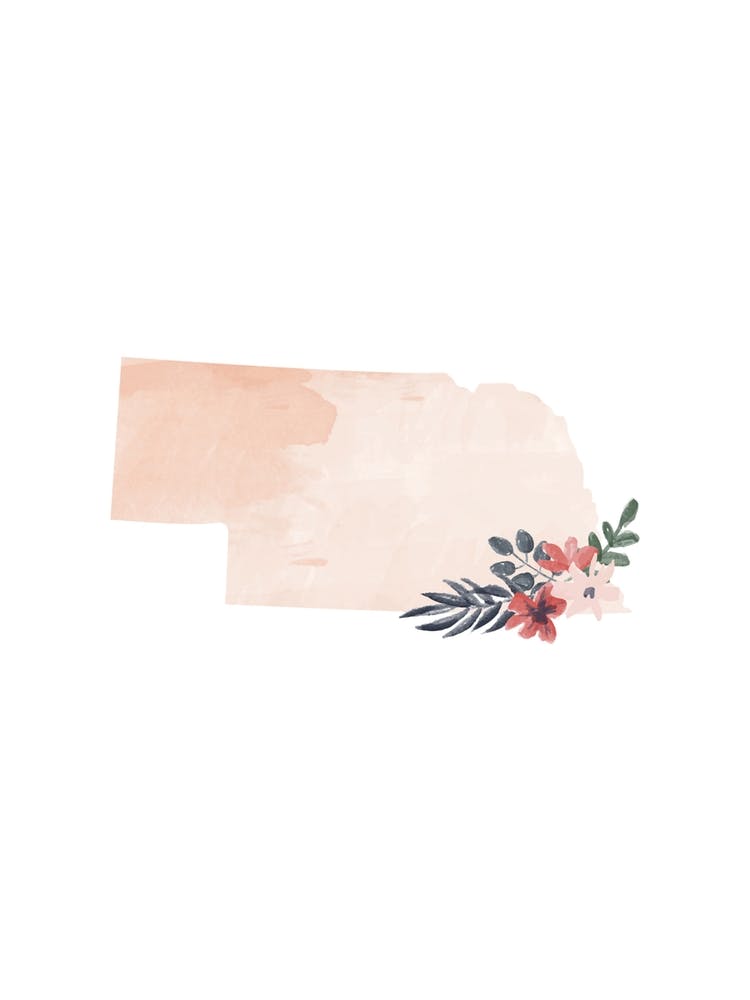 Nebraska Watercolor Floral State