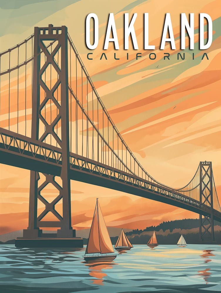 Oakland, California - Vintage Travel Poster