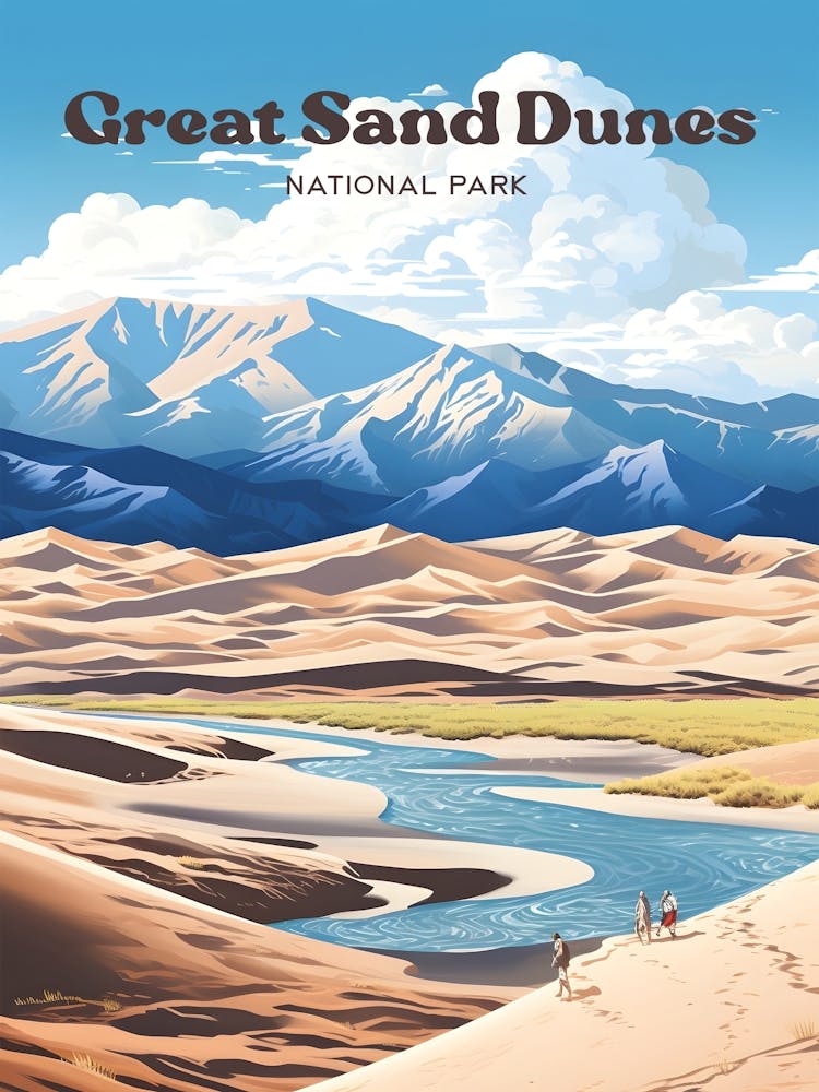 Great Sand Dunes Sand Desert Travel Art Illustration