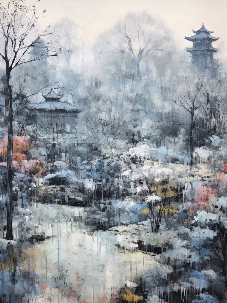 Winter City Park Painting Shinjuku Gyoen National Garden Japan 1