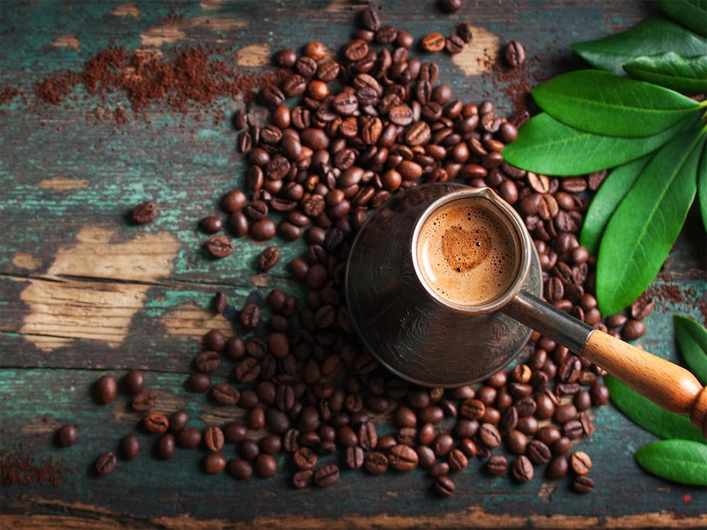 Coffee Beans And Leaves - coffee poster, kitchen wall art