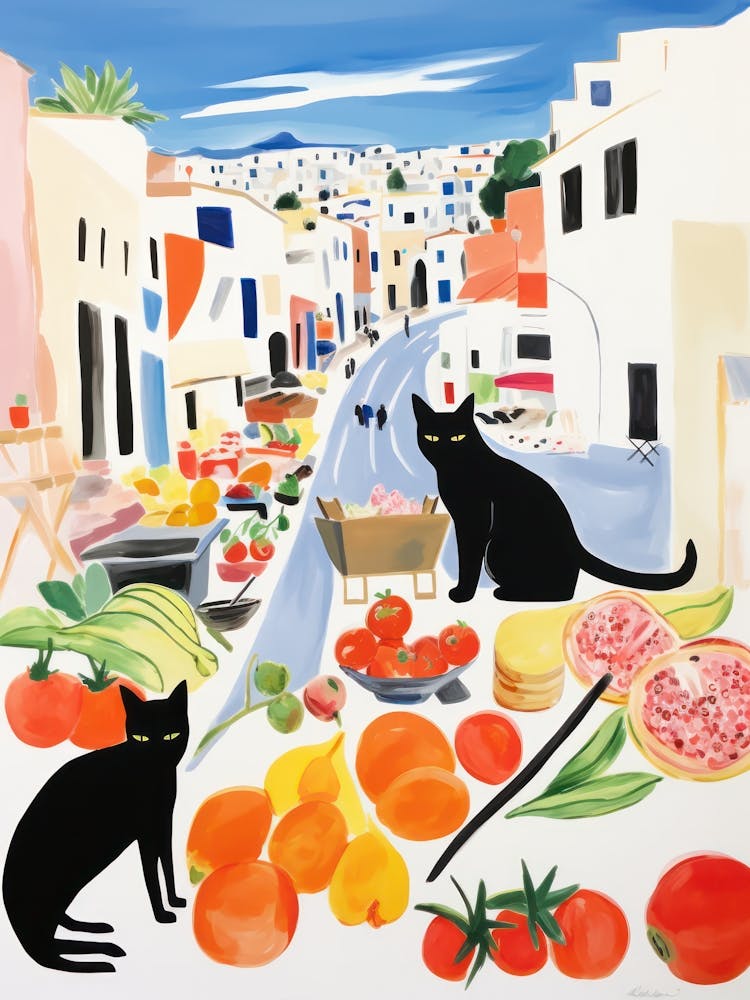 The Food Market In Santorini 2 Illustration